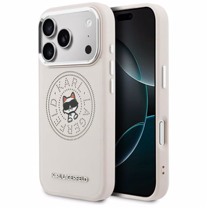 Karl Lagerfeld Point & Choupette Sketch MagSafe -suojakuori iPhone 17 Pro:lle vaaleanpunainen