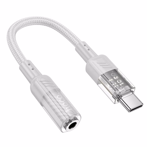 Hoco LS37 - AUX-sovitin USB-C - Jack 3.5mm 0.15m (läpinäkyvä/harmaa)