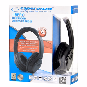 Esperanza Libero EH163K kuulokemikrofoni langaton pääpanta musiikki Mini-USB Bluetooth musta
