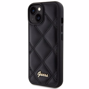 Guess Quilted Metal Logo Suojakuori iPhone 15:lle - musta