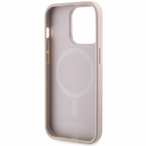 Guess 4G Printed Stripes MagSafe -suojakuori iPhone 15 Prolle - vaaleanpunainen