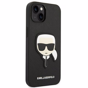 Karl Lagerfeld Saffiano Karl's Head Patch Case iPhone 14 Plus - musta