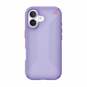 Speck Presidio Lux Grip MagSafe suojakuori iPhone 17 -laitteelle, Purple Fade / Magic Purple / New Poppy -värinen