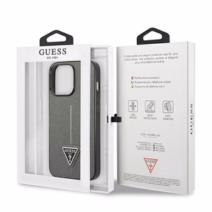 Guess Saffiano Triangle Logo suojakuori iPhone 13 Pro / 13 6.1":lle - hopeinen
