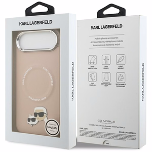 Karl Lagerfeld Karl & Choupette Pins MagSafe Suojakuori iPhone Air:lle - Vaaleanpunainen