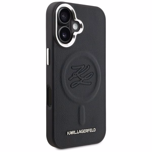 Karl Lagerfeld nimikirjain ja metallilogo MagSafe suojakuori iPhone 16 - musta
