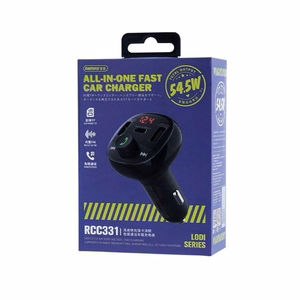 Remax RCC331 FM-modulaattori 54,5W 2xUSB-A/1xUSB-C musta