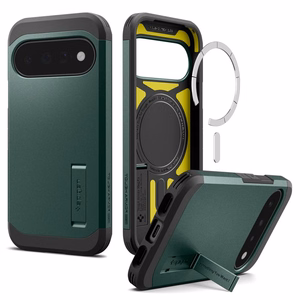 Spigen Tough Armor Mag MagSafe -suojakuori Google Pixel 11 -mallille, tummanvihreä
