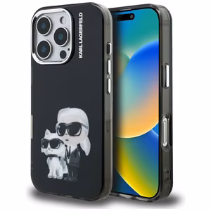 Karl Lagerfeld IML Aquarelle Karl & Choupette & Logo Suojakuori iPhone 16 Pro Maxille - Musta