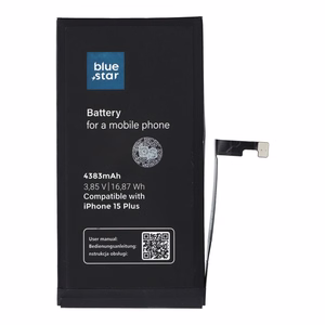 Akku iPhone 15 PLUS:lle 4383 mAh Blue Star HQ
