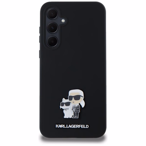 Original Pouch KARL LAGERFELD hardcase Silikoninen Karl&Choupette Metal Pin KLHCSA35SMHKCNPK Samsung Galaxy A35:lle musta