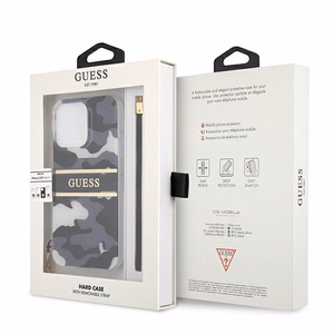 Guess GUHCP13XKCABBK iPhone 13 Pro Max 6.7" musta/musta kovakotelo Camo hihnamallisto