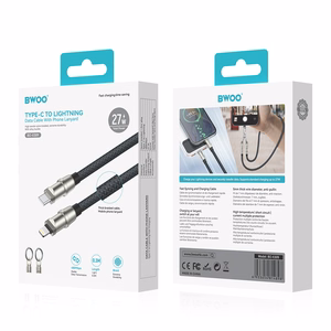BWOO hihnakaapeli USB-C - Lightning 1.2m 27W hihnalla
