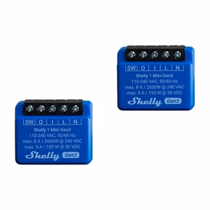 Shelly 1 Mini Gen3 2 kappaleen setti ohjaimet WiFi/Bluetooth