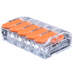 5-napainen vipuliitin johdoille, 0,5–6,0 mm², 40 A, 450 V, 20 kpl