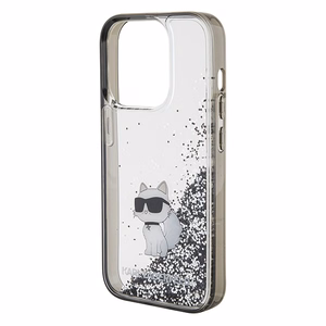 Karl Lagerfeld Liquid Glitter Choupette suojakuori iPhone 15 Pro Max:lle - läpinäkyvä