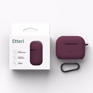 Etteri silikonikotelo AirPods Pro 3 -kuulokkeille, tumma kirsikanpunainen