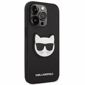 Karl Lagerfeld Saffiano Choupette Head Patch kotelo iPhone 14 Pro Max - musta - musta