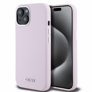 DKNY suojakuori iPhone 15 6,1' DKHMP15SSMCHLP pinkki HC MagSafe silikoni vaakasuoralla metallilogolla