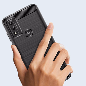 Carbon Case Flexible Cover Sleeve Motorola Moto G Play 2022 black