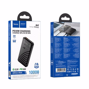 Hoco Q42 -varavirtalähde, 10000 mAh, QC PD, 30 W, 3 A, musta
