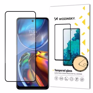 Wozinsky Super Durable Full Glue kehyksellinen karkaistu koko näytön lasi Motorola Moto E32:lle, yhteensopiva suojakuoren kanssa, musta