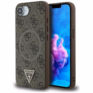 Guess HC MagSafe PU 4G Ring Triangle Logo Suojakuori iPhone 16e:lle - Ruskea