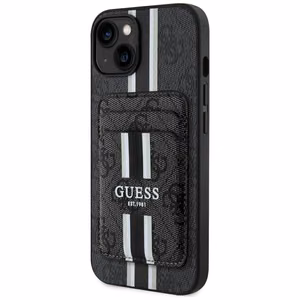 Guess 4G Stripes suojakuori MagSafe-lompakolla iPhone 15:lle - musta