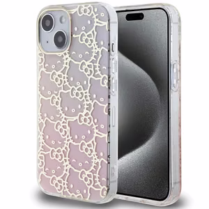 Hello Kitty IML Gradient Electrop Crowded Kitty Head Suojakuori iPhone 15:lle - vaaleanpunainen