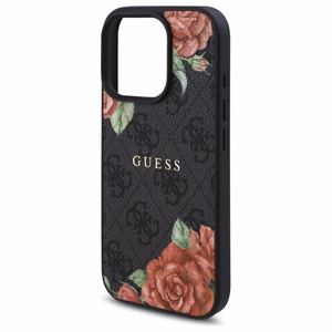 Guess GUHMP16LP4ROPEMCK iPhone 16 Pro 6.3" Musta/Musta Kova Suojakuori 4G Flowers Print MagSafe