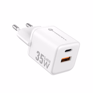 FORCELL F-ENERGY Mini GaN III VT-35C matkalaturi 1 x Type C + 1 x USB A liitännöillä, PD QC4.0 35W valkoinen