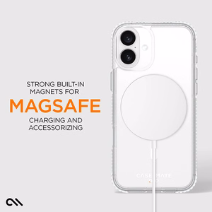 Case-Mate Tough D3O läpinäkyvä suojakuori MagSafe-tuella iPhone 16 Plus -puhelimelle