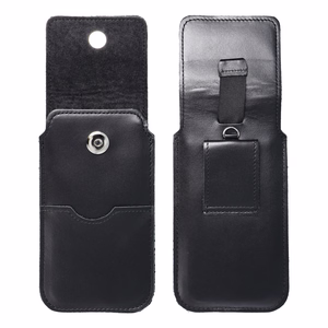 ROYAL - Nahkainen yleispussi läpällä / musta - Koko 2XL+leveä - Samsung A12 / Note 9 / Xiaomi Redmi Note 10 Pro
