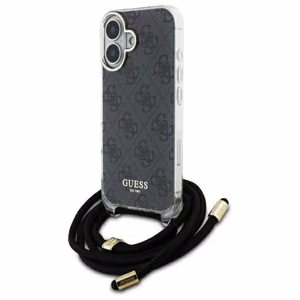 Guess Crossbody Cord 4G Print suojakuori iPhone 16:lle - musta
