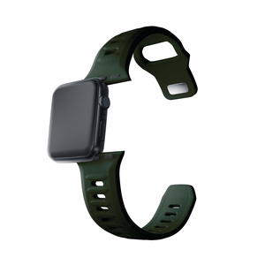3mk-silikoniranneke Apple Watchille, 42/44/45/46/49 mm, tummanvihreä, suuri koko