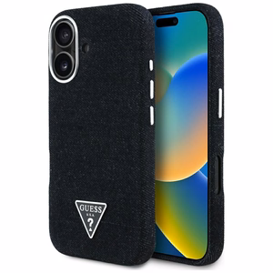 Guess Denim Triangle Logo MagSafe Suojakuori iPhone 16:lle - musta