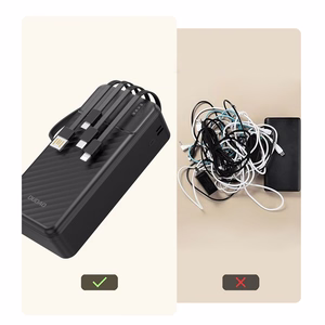 Dudao K11 Max 30000mAh Powerbank sisäänrakennetuilla kaapeleilla - musta