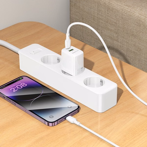 Borofone Wall charger BN27 Fuente - USB + Type C - QC 3.0 PD 20W white
