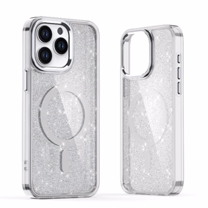Glitter Suojakuori MagSafe iPhone 16 Plus:lle - valkoinen glitterillä