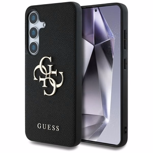 GUESS Grained Big 4G Logo Small Classic Logo Suojakuori Samsung Galaxy S25 Plus Musta