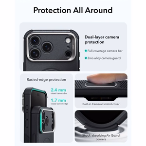 ESR Cyber Tough Kickstand MagSafe suojakuori malleille iPhone 18 Pro Max / 17 Pro Max, musta