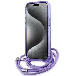 Karl Lagerfeld IML Crossbody Monogram Karl & Choupette Head MagSafe Suojakuori iPhone 15 / 14 / 13:lle - violetti