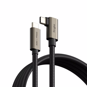 Ringke 3.2 gen. 2x2 USB-C PD 3.1 240W 2m kulmakaapeli - musta