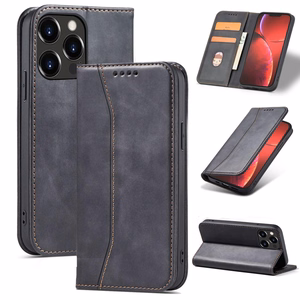 Magneetti Fancy Case tapauksessa iPhone 14 Pro Max flip kansi lompakko jalusta musta