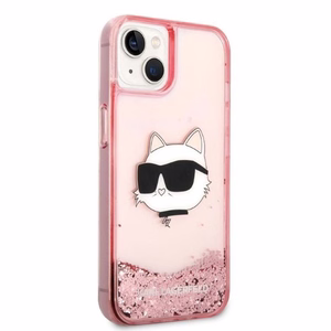 Karl Lagerfeld Glitter Choupette Head suojakuori iPhone 14 Plus:lle - vaaleanpunainen