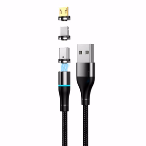 Setty USB-magneettikaapeli 1 m 2A nailon musta