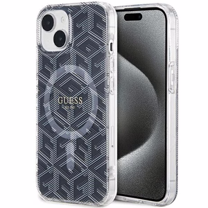 Guess IML GCube MagSafe Suojakuori iPhone 15 Plus:lle - musta