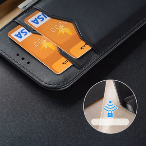 Dux Ducis Hivo Nahka Flip Cover Aitoa nahkaa Lompakko korteille ja asiakirjoille iPhone 14 Plus Musta