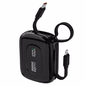 Dudao K32 22.5W 10000mAh Varavirtalähde Sisäänrakennetulla USB-C / Lightning Kaapelilla - Musta