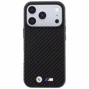 BMW suojakuori laitteelle iPhone 18 Pro Max / 17 Pro Max: (Carbon Metal Logo), MagSafe-yhteensopiva, väri: musta